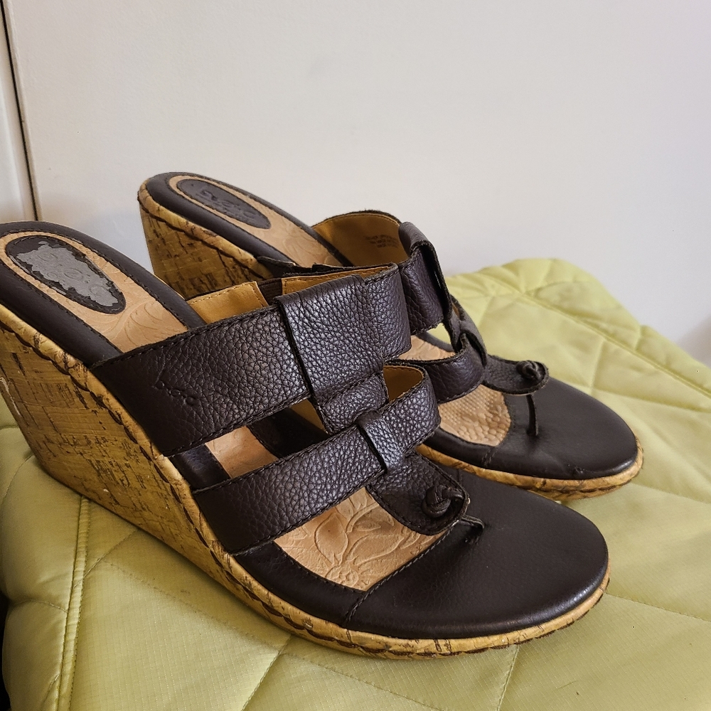 BOC by Born Wedge Sandals Cork Comfortable Size 11